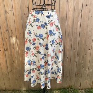 Soprano Midi Skirt Floral White Pink Blue Green Size XS